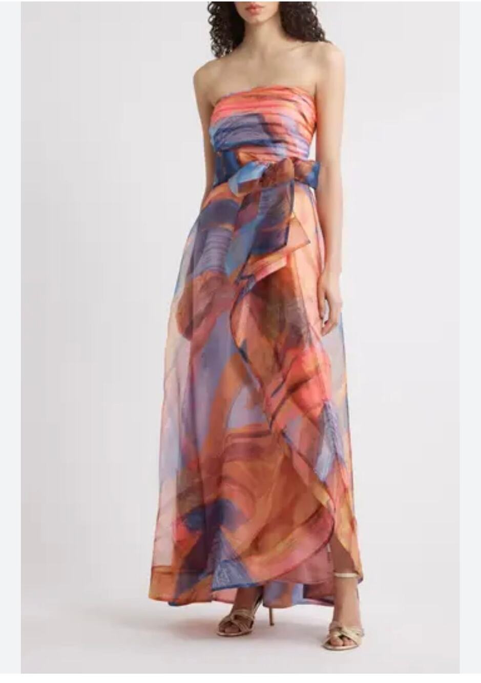 Tahari ASL Sunset Strapless Ruched Organza Gown - Size 10 (NEW WITHOUT TAGS)